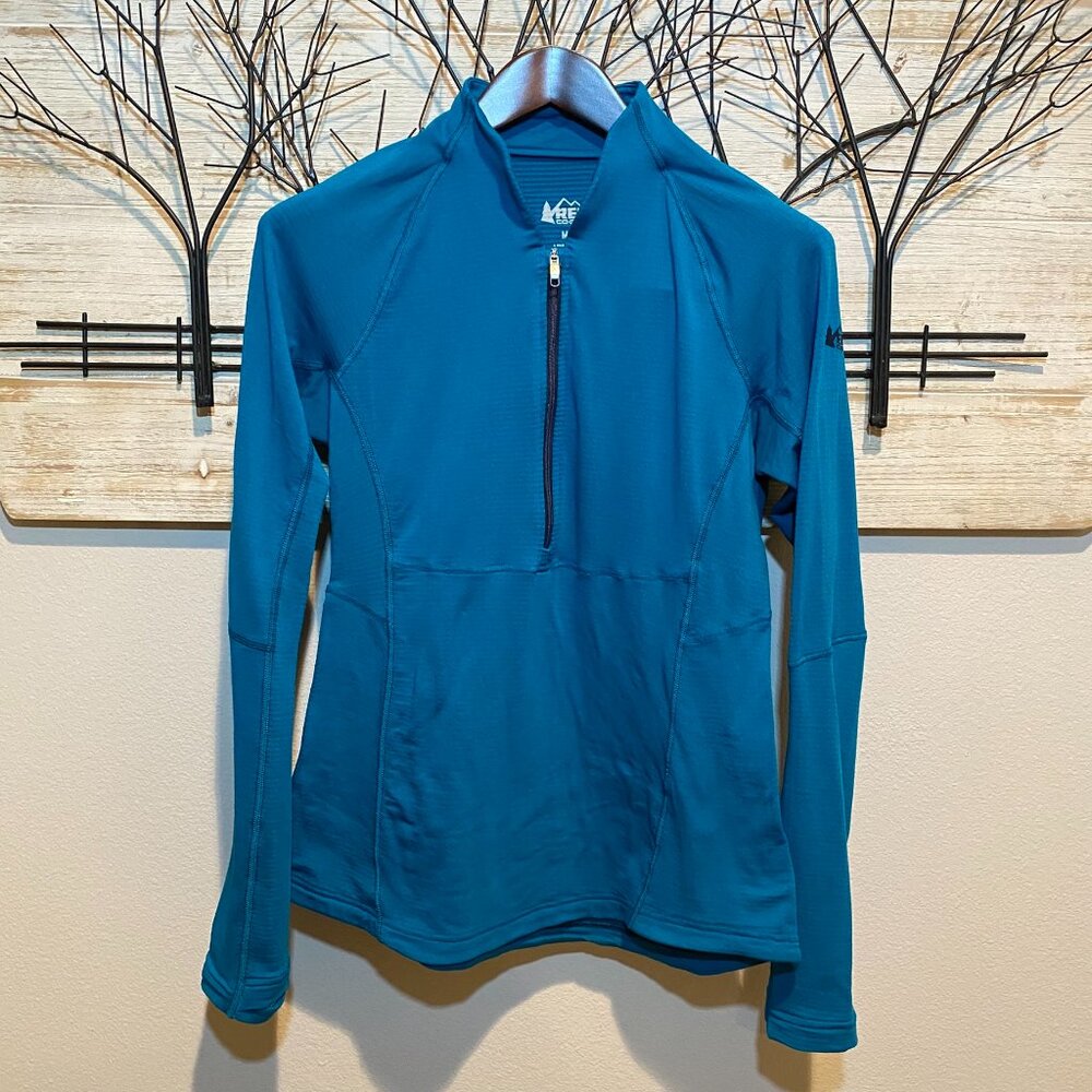 REI Co-op Women's Blue Long Sleeve Quarter Zip Pullover Athletic Top - Size M